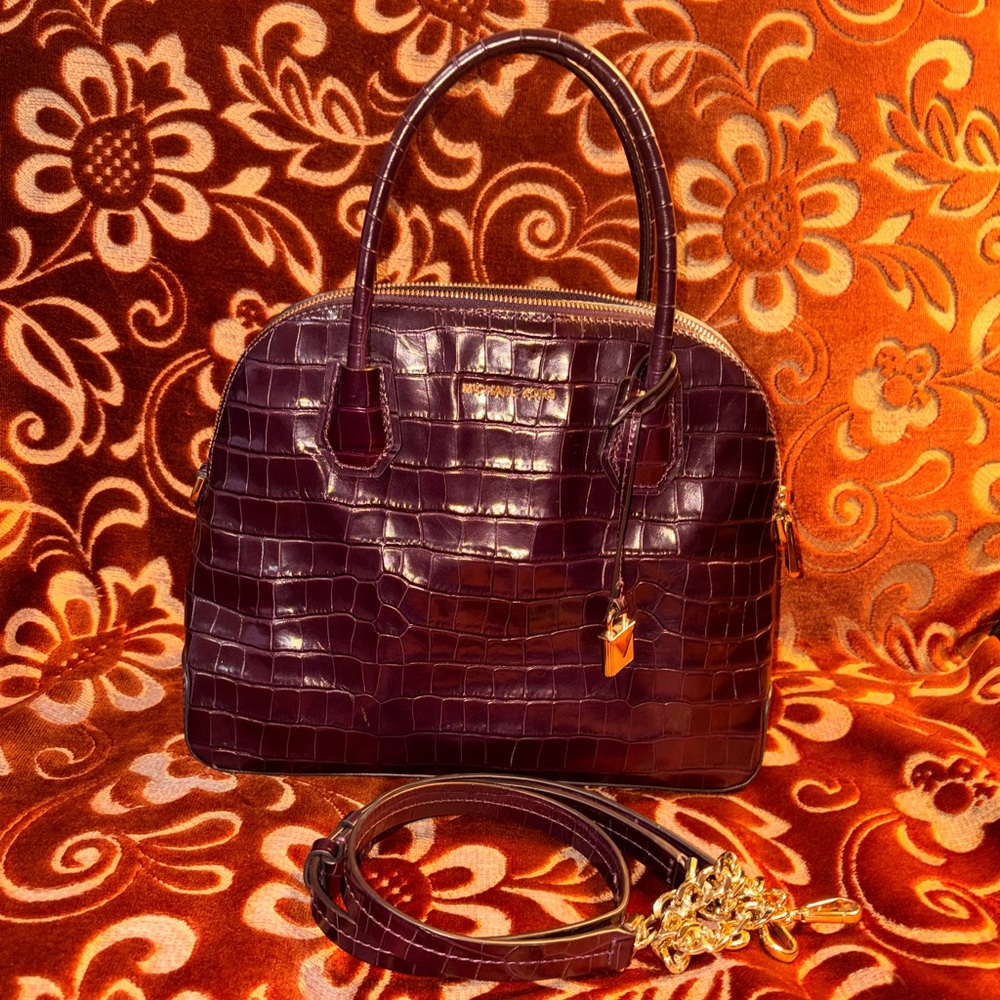 Michael Kors Purple Croc-Embossed Women's Bag, Top Handle & Crossbody Strap